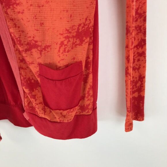 Free People Tie Dye Waffle Knit Open Cardigan Women's XS Pockets Thermal Stretch - Picture 3 of 9